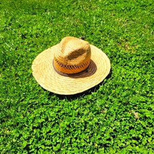 DP Small Straw Hat with wide brim and attached cord